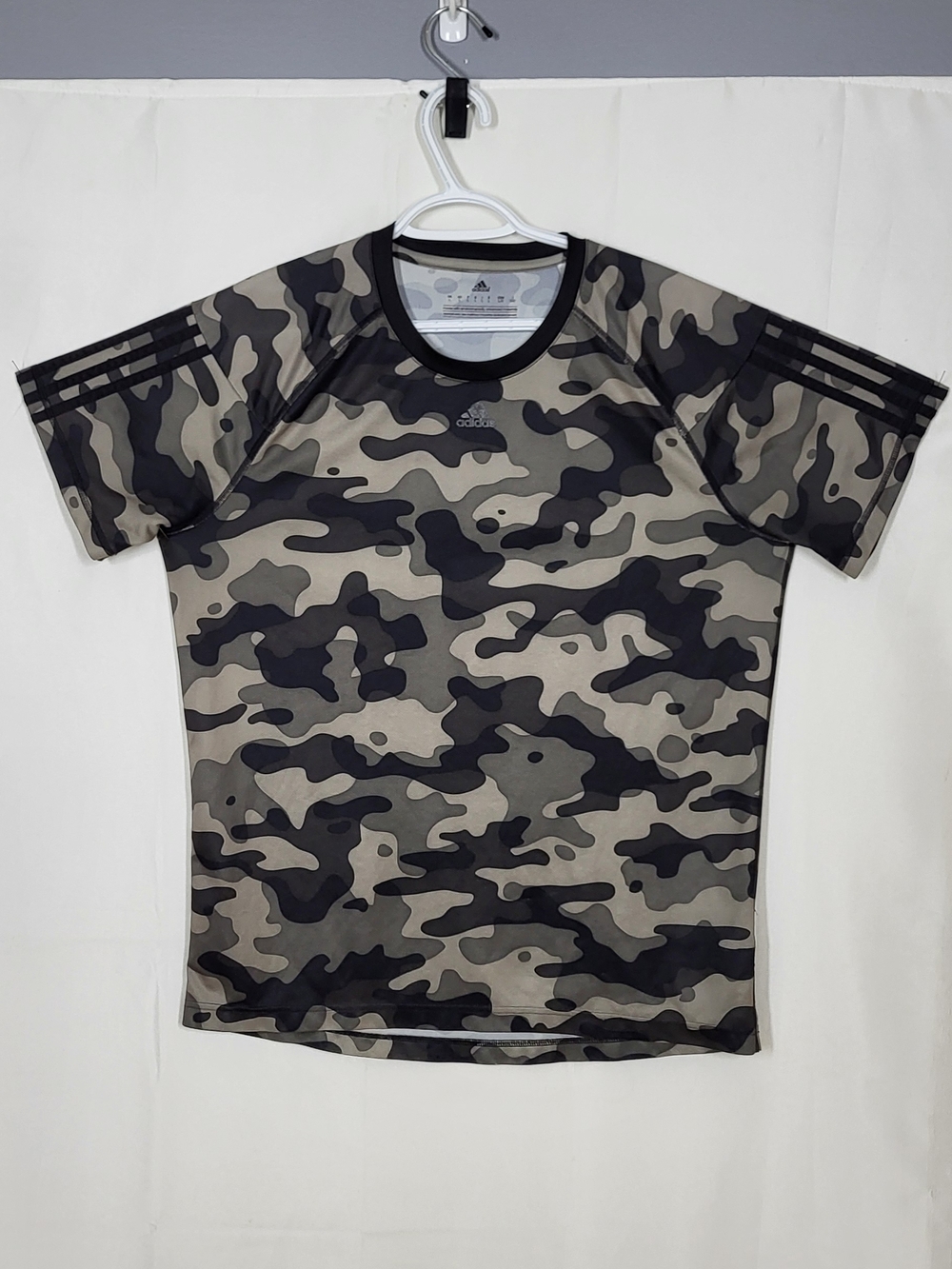 adidas Camo Short Sleeve Performance Tee - Black & Gray & Olive - Picture 1 of 12